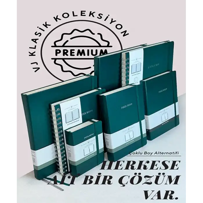VJ VJ PREMİUM-SERT KAPAK DEFTER A5 (14.8X21 CM) IVORY KAĞIT 100 GR. 192 SAYFA.CEPLİ&LASTİKLİ. 123-9251