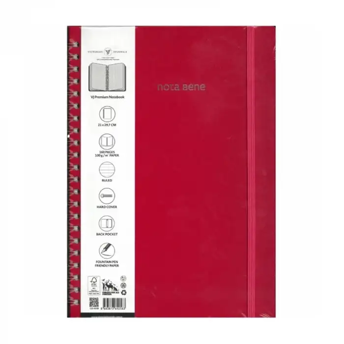 VJ VJ SPİRALLİ -SERT KAPAK DEFTER A4 (21X29.7 CM) IVORY KAĞITR 100 GR. 160 SAYFA.CEPLİ&LASTİKLİ 123-9258