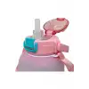 Vagonlife VGN2275-T Pembe 1100ML Çocuk Pipetli/Pipetsiz Kullanım Su Matarası -Askılı
