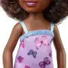 Barbie Chelsea Doll (Curly Brunette Hair) Wearing Butterfly-Print Dress and Pink Shoes, Toy for Kids Ages 3 Years Old & Up