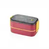 VAGONLİFE PASLANMAZ ÇELİK 3 BÖLMELİ YEMEK KABI 2 KATLI - LUNCH BOX BL50002-2 1400ML - BORDO