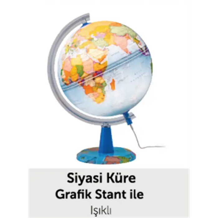 MODERN KÜRE SİYASİ IŞIKLI GRAFİK STANTLI 20CM +U