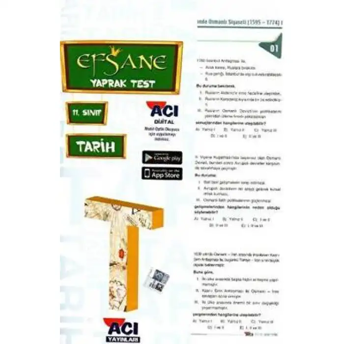 AÇI 11. SINIF İNKILAP TARİHİ ÇEK KOPART YAPRAK TEST