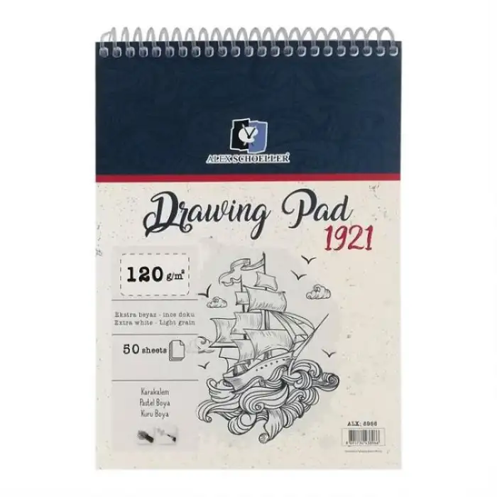 ALEX DRAWING PAD 120GR A5 SPİRALLİ 50 Lİ ALX-896