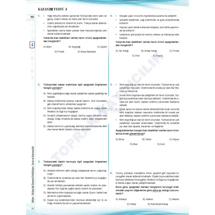 AYT Coğrafya Soru Bankası Toprak Yayıncılık