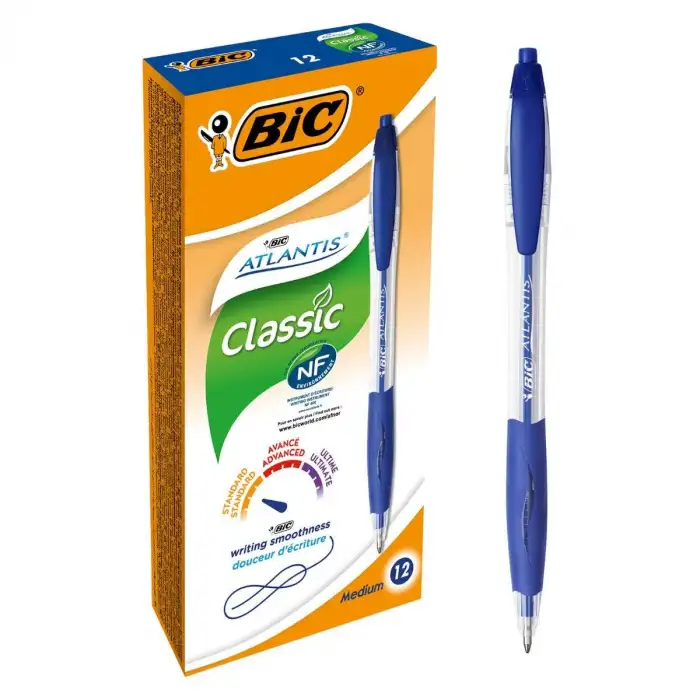 Bic Atlantis Classic 1.0 Mm Mavi Basmalı Tükenmez Kalem