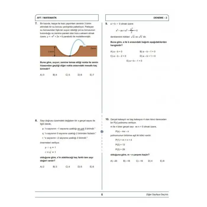 Bilgi Sarmal Yayınları AYT Matematik 15 x 40 Branş Denemeleri