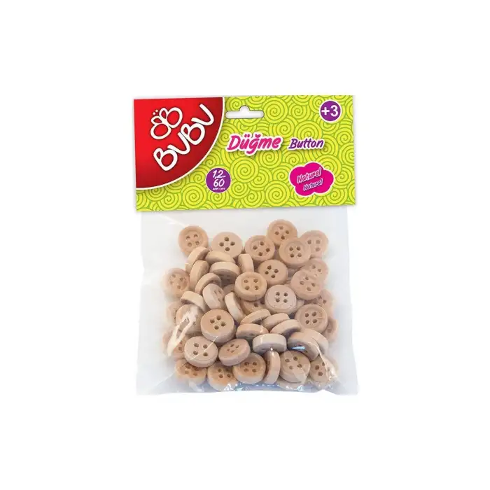BU-BU DÜĞME 1,2CM (50 ADET) - 2,5CM (10 ADET) 60LI NATURAL
