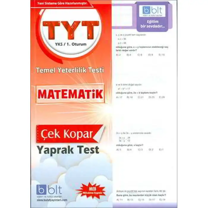 BULUT YKS TYT MATEMATİK YAPRAK TEST 1. OTURUM ( YENİ)