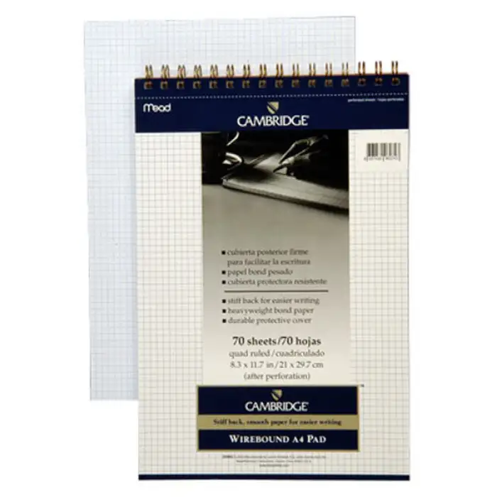 CAMBRIDGE SPİRALLİ BLOKNOT A4 70 YP.KARELİ BEYAZ