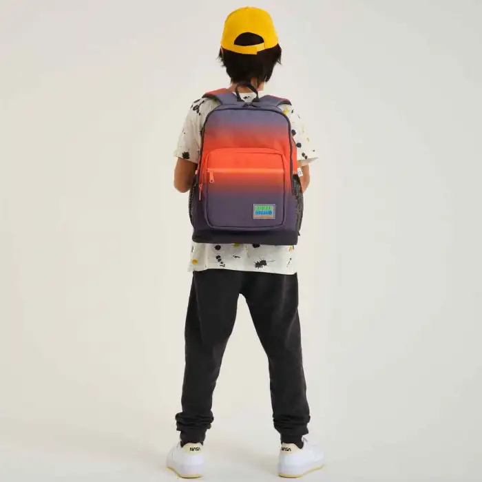 Coral High Turuncu Gri Renk Geçişli Dört Bölmeli Okul Sırt Çantası 23748