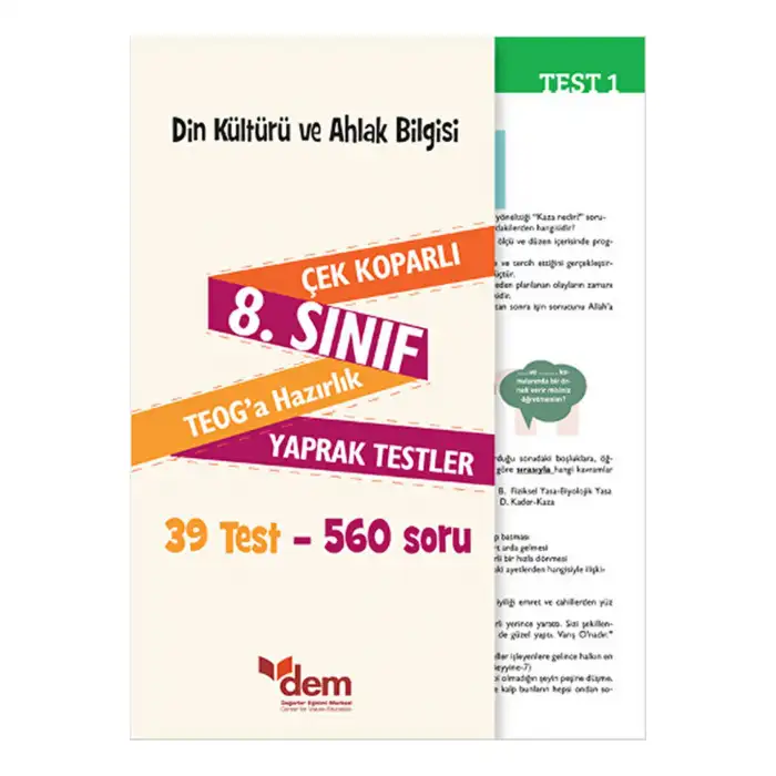 DEM YAYINLARI 8. SINIF DİN KÜLTÜRÜ VE AHLAK BİLGİSİ ÇEK KOPAR YAPRAK TEST