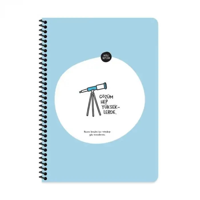 KESKİN DEFTER HİSLİ ŞEYLER STİCKERLİ GÖZÜM YÜKSEKLERDE A4 SPİRALLİ 80 YP. ÇİZGİLİ 500508