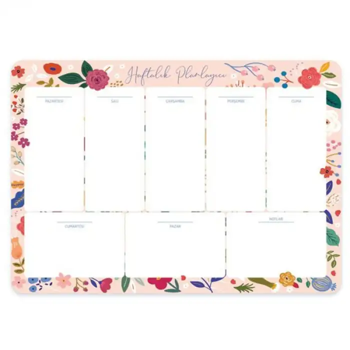 KESKİN HAFTALIK PLANNER BLOK PEMBE ÇİÇEK