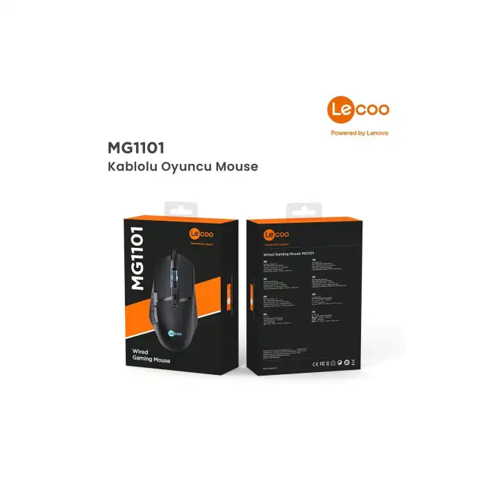 LENOVO LECOO MG1101 6400 DPI 8 TUŞLU KABLOLU RGB LED AYDINLATMALI
