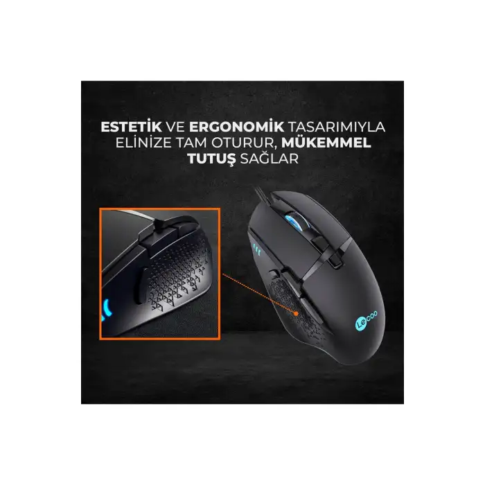 LENOVO LECOO MG1101 6400 DPI 8 TUŞLU KABLOLU RGB LED AYDINLATMALI