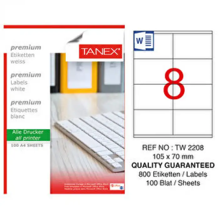 TANEX 105x70mm LASER ETİKET TW-2208