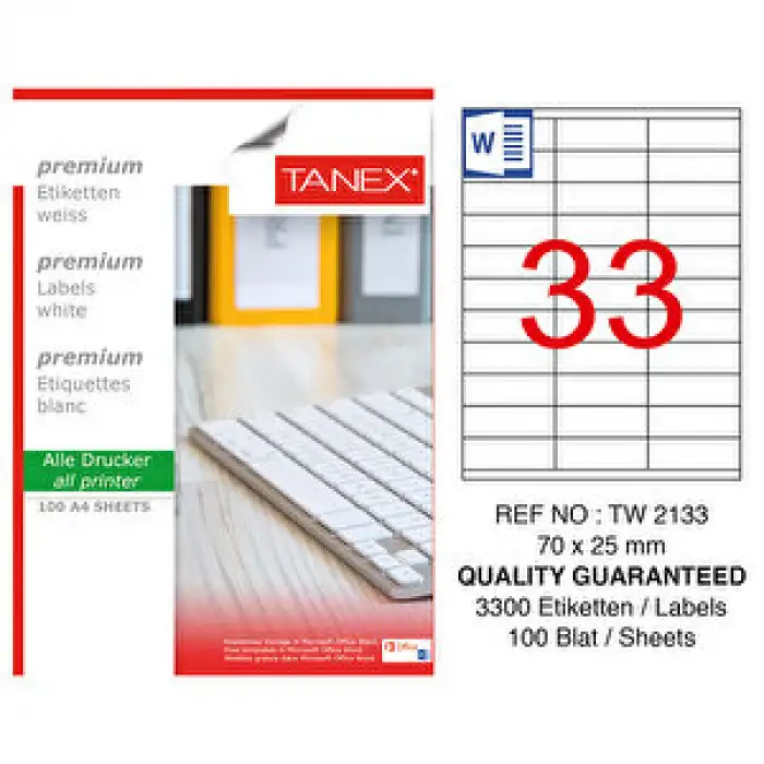 TANEX LASER ETİKET A4-100 LÜ TW2133 S0x25