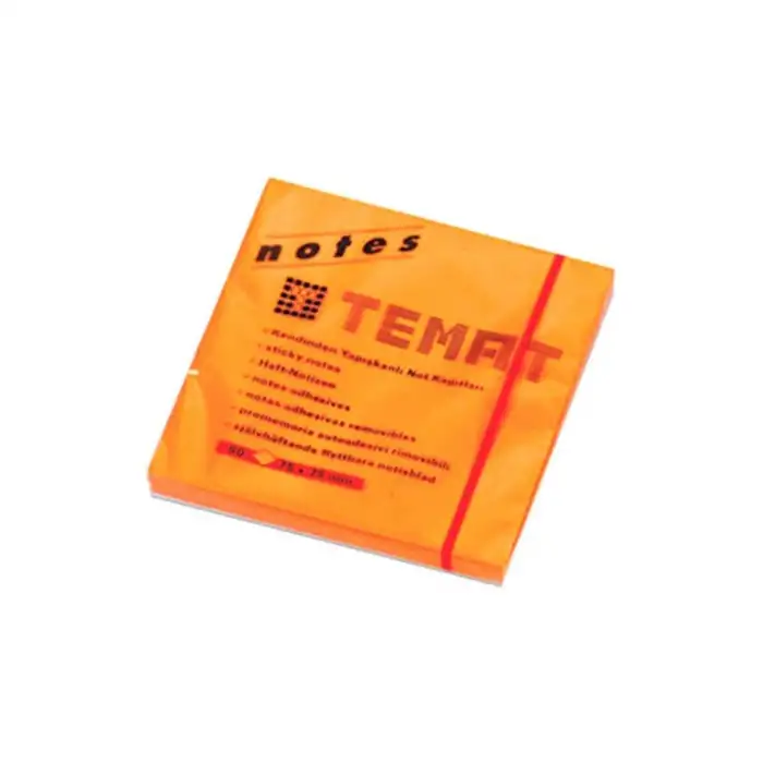 TEMAT 5654-35 75X75 YAPIŞKANLI NOT KAĞIDI FOSFORLU TURUNCU