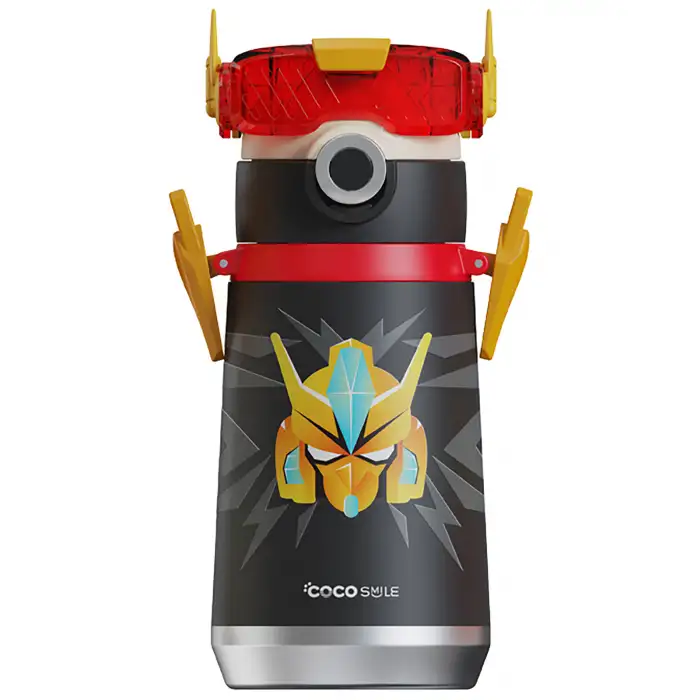 Vagonlife Cocosmile CS-0001 500Ml Siyah Pipetli -Boyun Askılı Çelik Termos