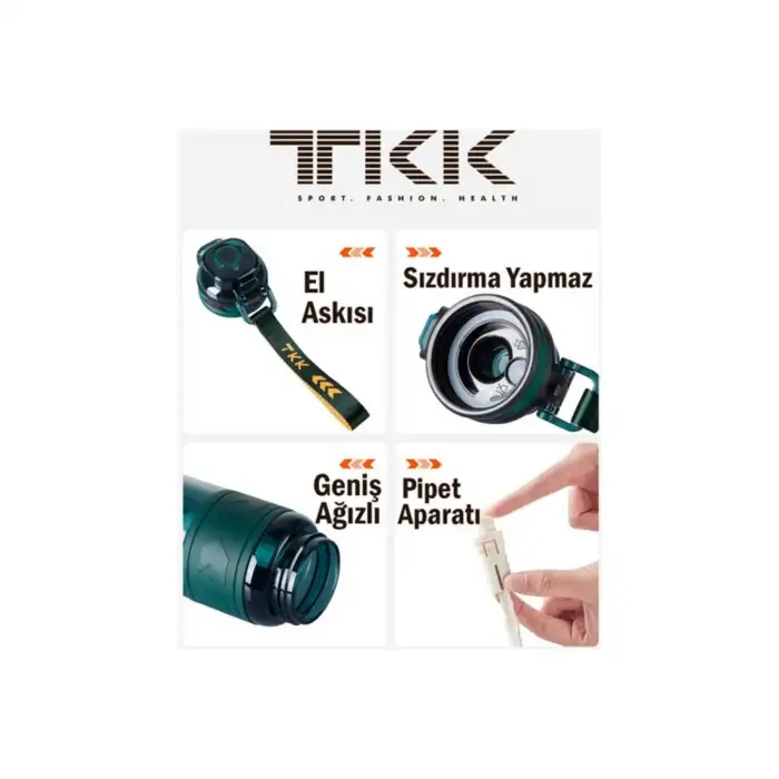VAGONLİFE T1020 TKK PİPETLİ SÜZGEÇLİ TRİTAN MATARA YEŞİL 1000ml