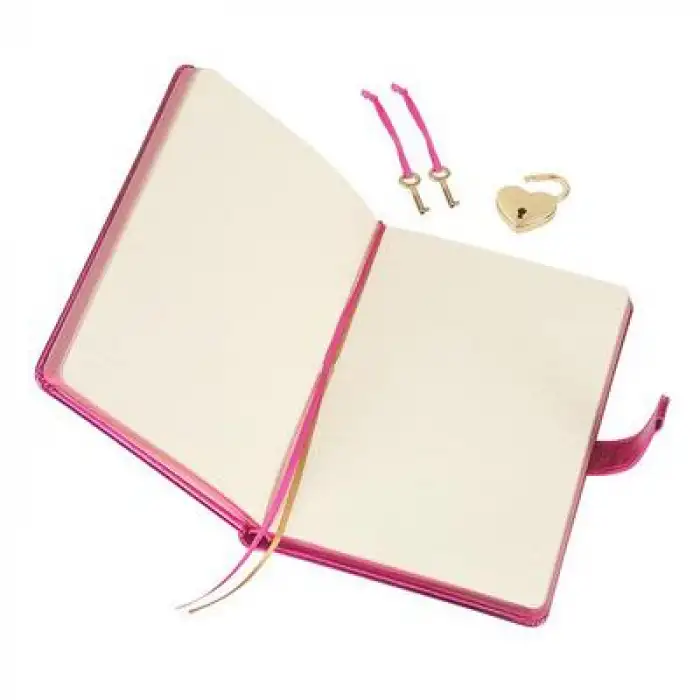 VJ HATIRA DEFTERİ 13x18 HUSH HUSH KİLİTLİ METALİK KAPAK KUTULU 160 YP ÇİZGİLİ PEMBE 1027