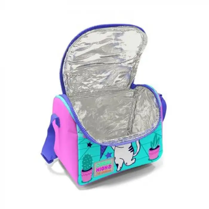 CORAL HIGH KIDS TURKUAZ PEMBE DONDURMALI KEDİ DESENLİ THERMO BESLENME ÇANTASI 11751
