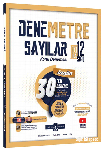 Orijinal Yayınları TYT Sayılar Denemetre 30 lu Konu Denemesi