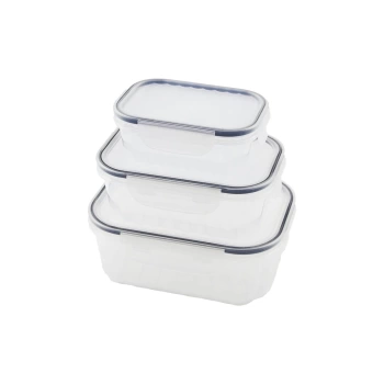 3PCS QUİCK SIZDIRMAZ SAKLAMA KABI SETİ ŞEFFAF KAP - BUĞULU-CONTALI KAPAK  500-1000-1700ML (4172)