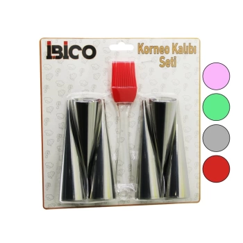 7PCS 6-KORNEO KALIP - 1-SİLİKON FIRÇA PASTA DEKORASYON SETİ ÇAP:3.4CM X UZUNLUK:12CM (4172)