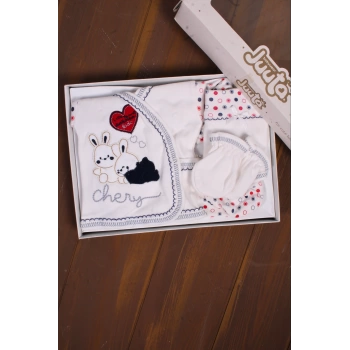 Tavşan Desenli 5 Parça Erkek Bebek Hastane Çıkışı Seti