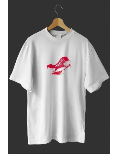 1 Mayıs Emekçiler Günü Baskılı Oversize Bisiklet Yaka T-shirt - Beyaz