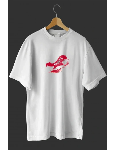 1 Mayıs Emekçiler Günü Baskılı Oversize Bisiklet Yaka T-shirt - Beyaz
