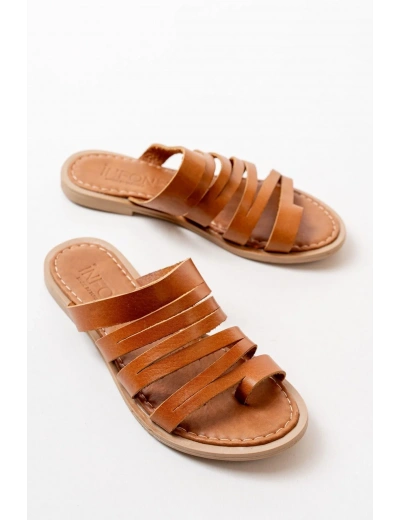 169-082 Taba Ortopedik Hakiki Deri Kadın Terlik