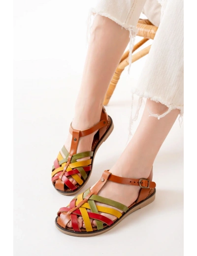 205-02 Multi Ortopedik Hakiki Deri Kadın Sandalet