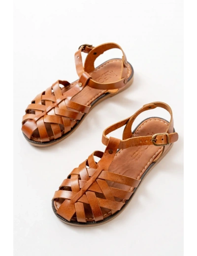 205-02 Taba Ortopedik Hakiki Deri Kadın Sandalet