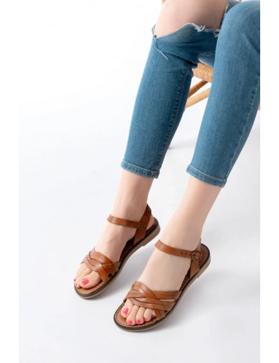 205-037 Taba Hakiki Deri Ortopedik Taban Kadın Sandalet