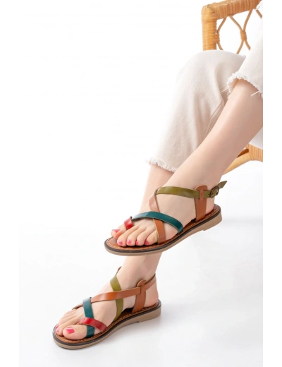 205-08 Multi Ortopedik Hakiki Deri Kadın Sandalet