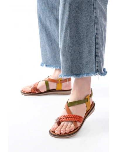 205-09 Multi Ortopedik Hakiki Deri Kadın Sandalet