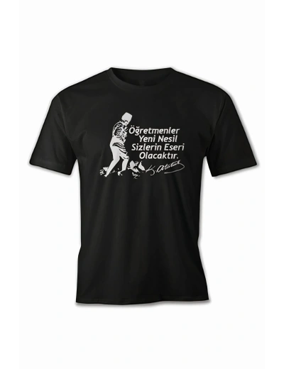 24 Kasım Öğretmenler Baskılı T-shirt - Siyah