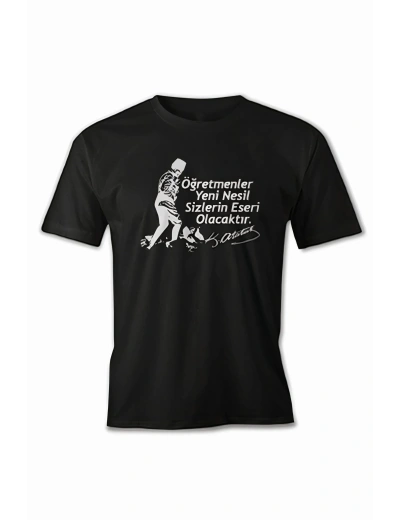 24 Kasım Öğretmenler Baskılı T-shirt - Siyah