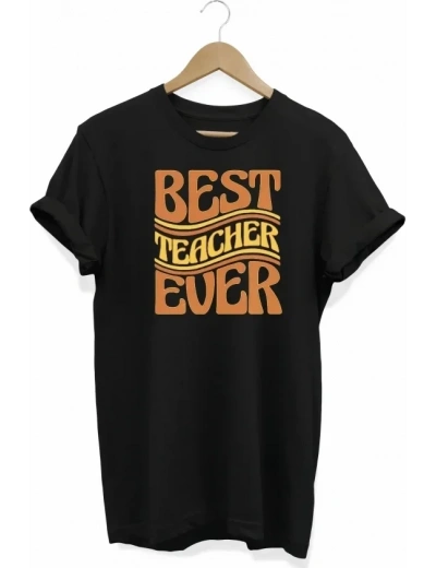 24 Kasım Öğretmenler Günü Hediye Baskılı Oversize Bisiklet Yaka T-shirt - Siyah