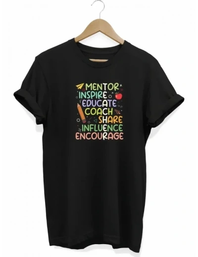 24 Kasım Öğretmenler Günü Hediye Temalı Oversize Bisiklet Yaka T-shirt - Siyah