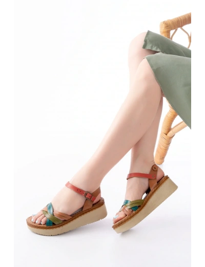 730-037 Multi Hakiki Deri Ortopedik Taban Kadın Sandalet
