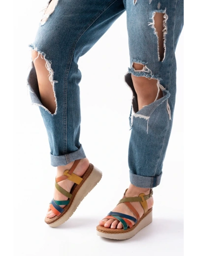 730-153 Multi Ortopedik Hakiki Deri Dolgu Kadın Sandalet