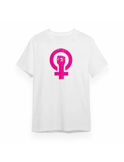 8 Mart Dünya Kadınlar Günü Baskılı Oversize Bisiklet Yaka T-shirt - Beyaz
