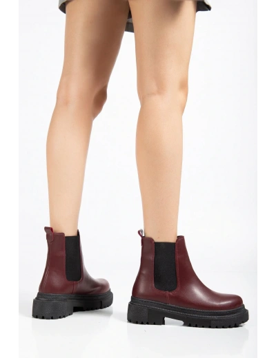 812-2137 Bordo Lastikli Günlük Kadın Bot