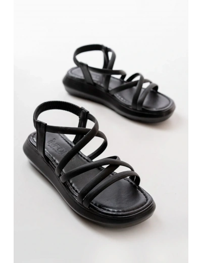 841-841 Siyah Lastikli Günlük Kadın Sandalet