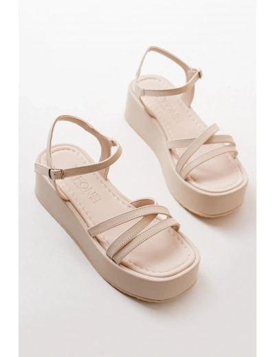 861-1016 Bej Dolgu Kadın Sandalet