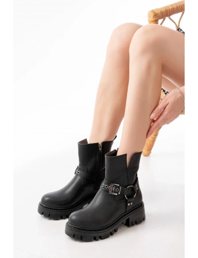 868-2015 Siyah Fermuarlı Günlük Kadın Bot